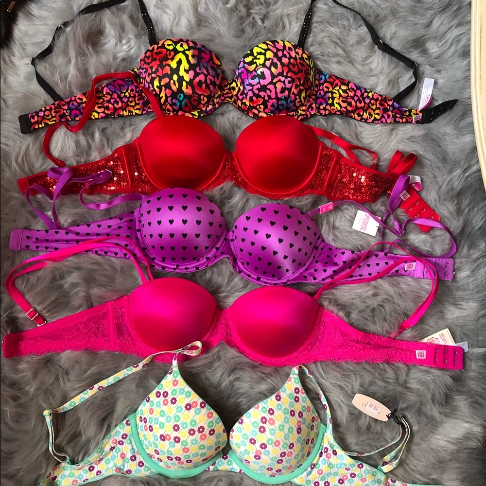 Pink by Victoria’s bra, 34A, bundle of 5